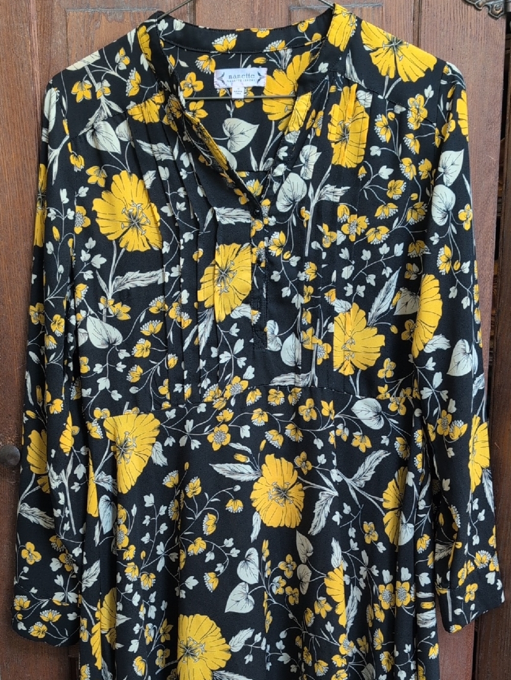 Nanette Lepore Floral Pintuck Side Zip Long Sleeve Dress